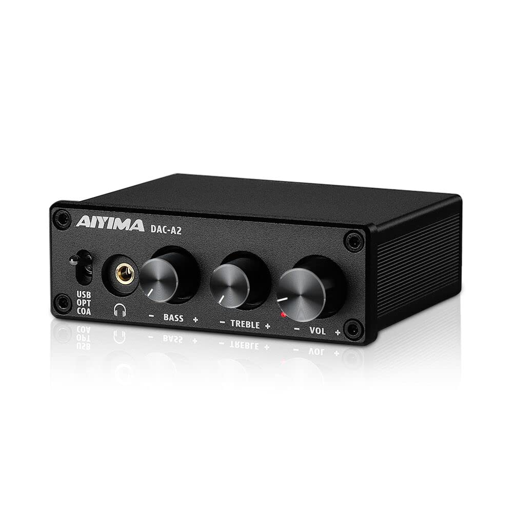 DAC-A2 Headphone Amplifier DAC with Bass Treble Controls Digital to Analog Audio Converter 5V 24Bit 192kHz Z14527