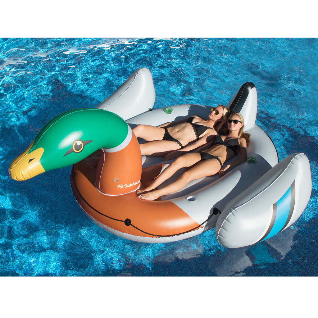 Giant Inflatable Ride On 131 Inch Swimming Pool Duck Island Float H975366