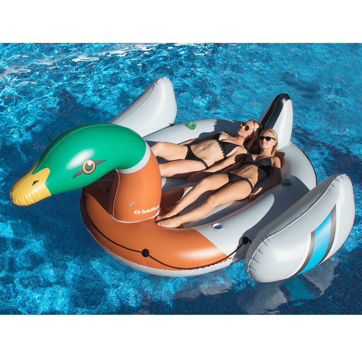 Giant Inflatable Ride On 131 Inch Swimming Pool Duck Island Float H975366