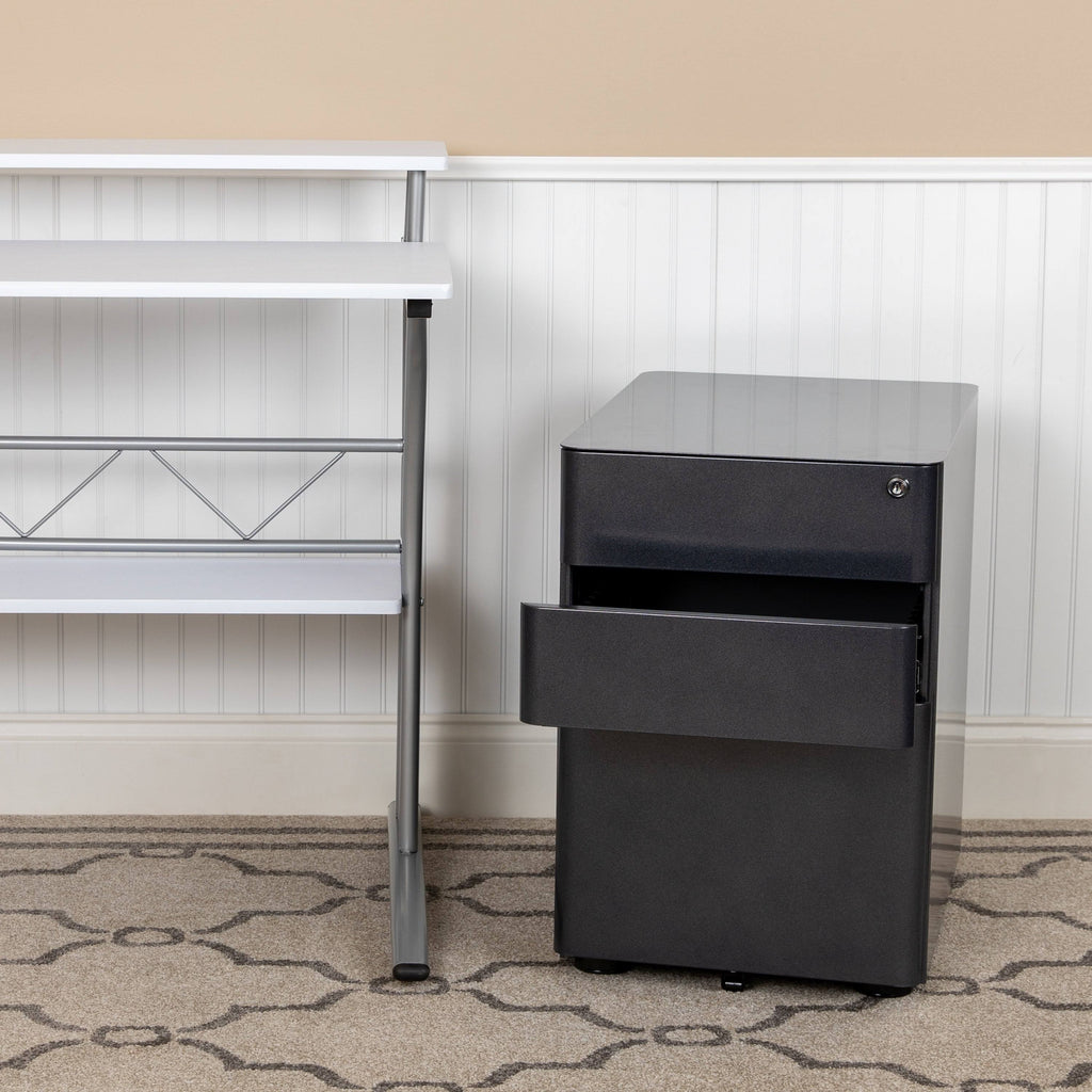 Black 3-Drawer Mobile Locking Filing Cabinet K4893