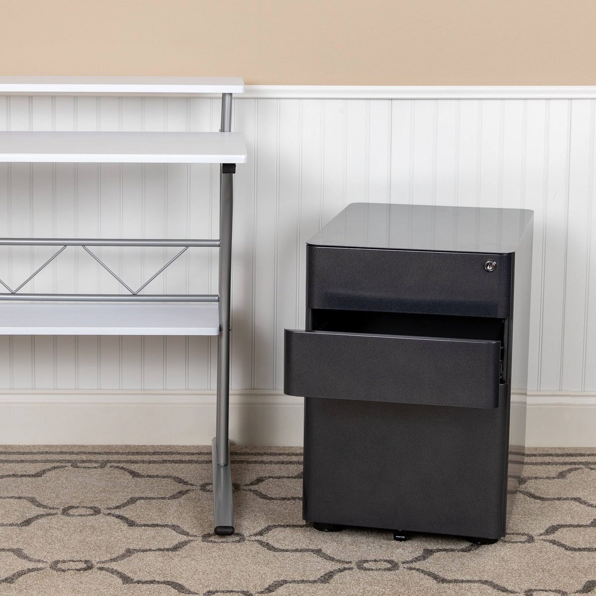 Black 3-Drawer Mobile Locking Filing Cabinet K4893