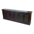 Brown Solid Wood 6 Door Hand-Carved Buffet Y40062