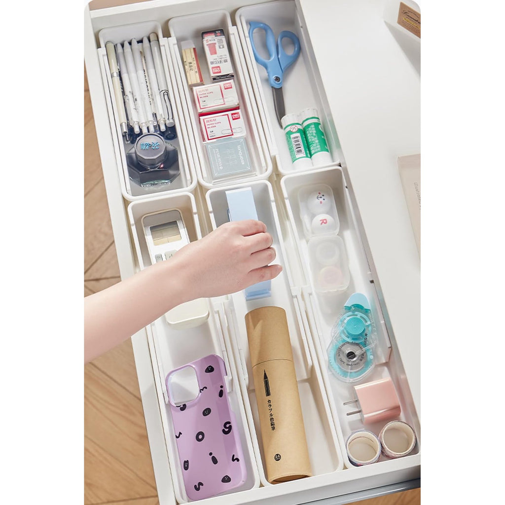 White 4pack Expandable Drawer Organizer Trays K3937