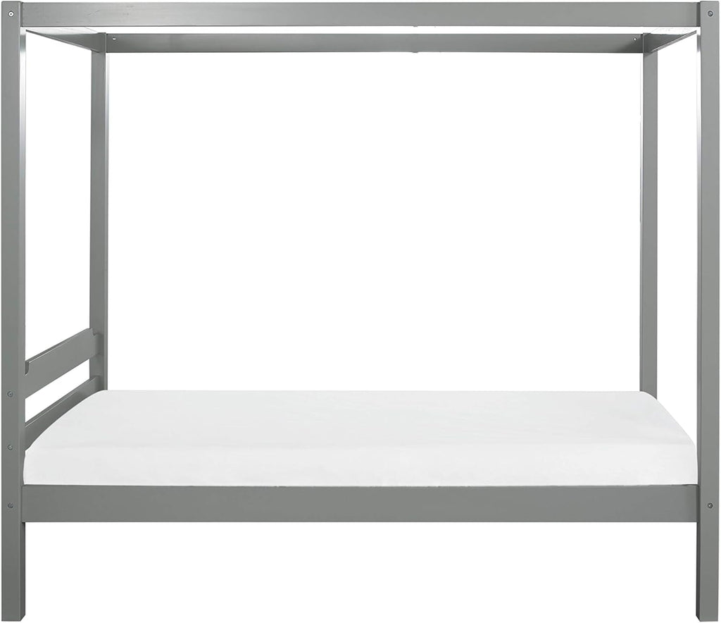 Gray Wood Twin Size Canopy Bed T5612