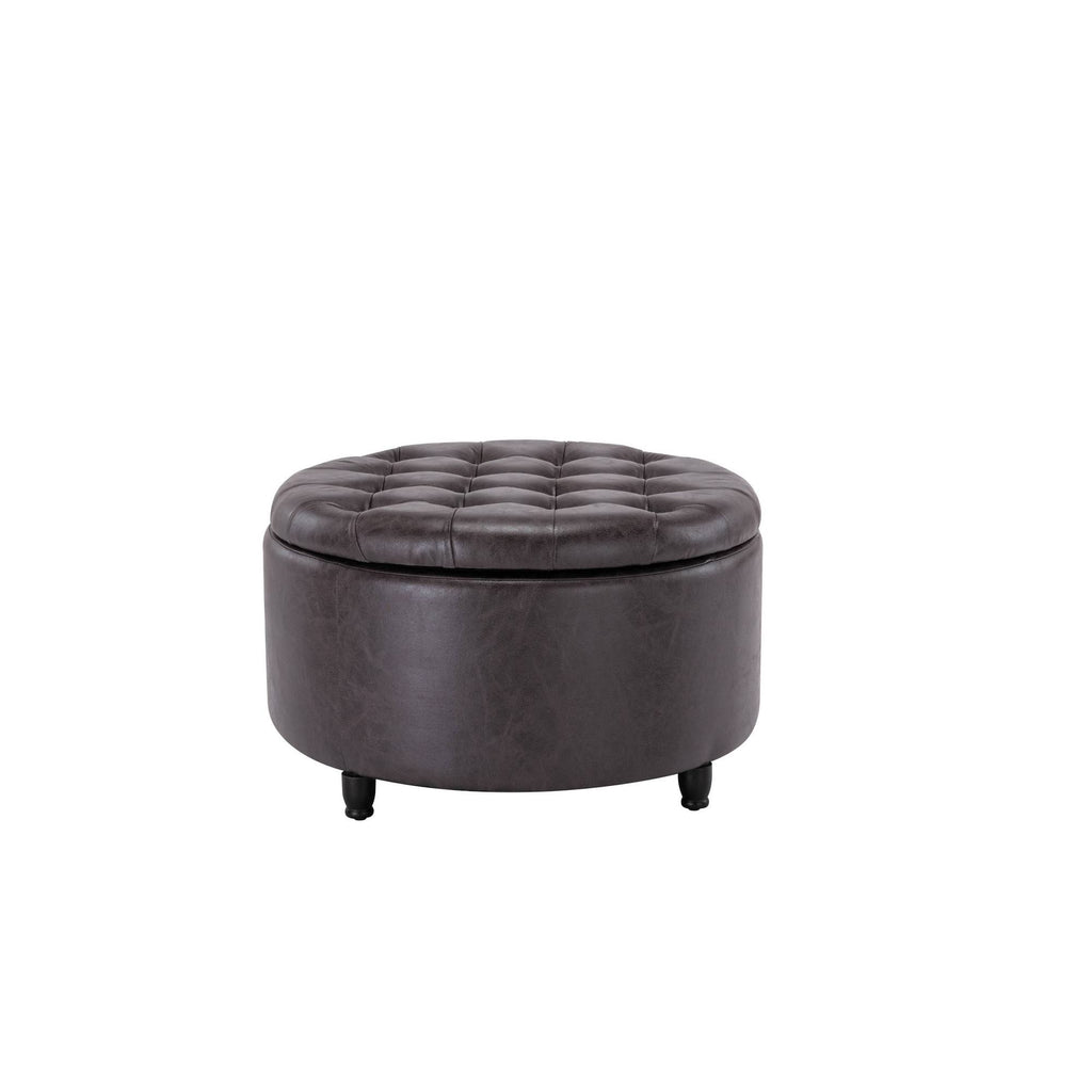 Black Pintucked Storage Ottoman K633320