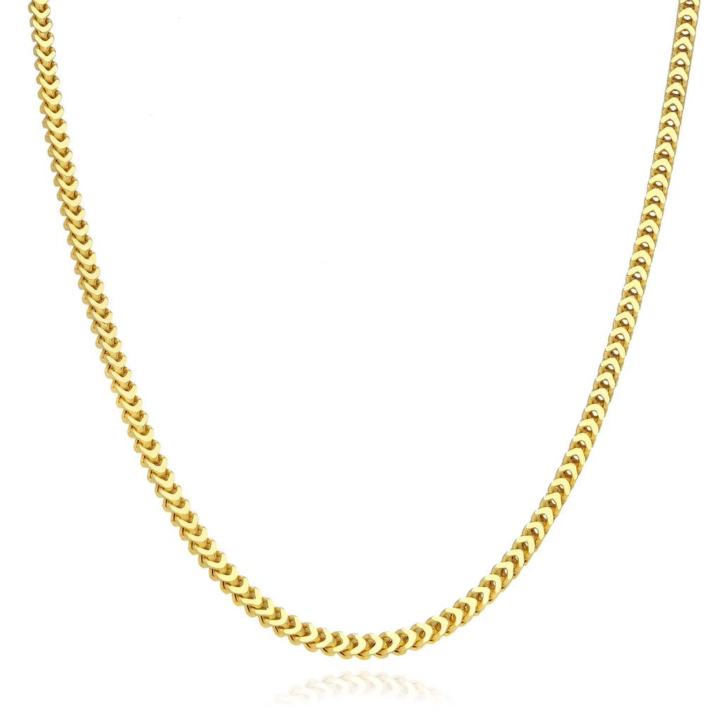 18K Gold Over Silver Hollow Franco Chain Necklace 20"-30" U37406