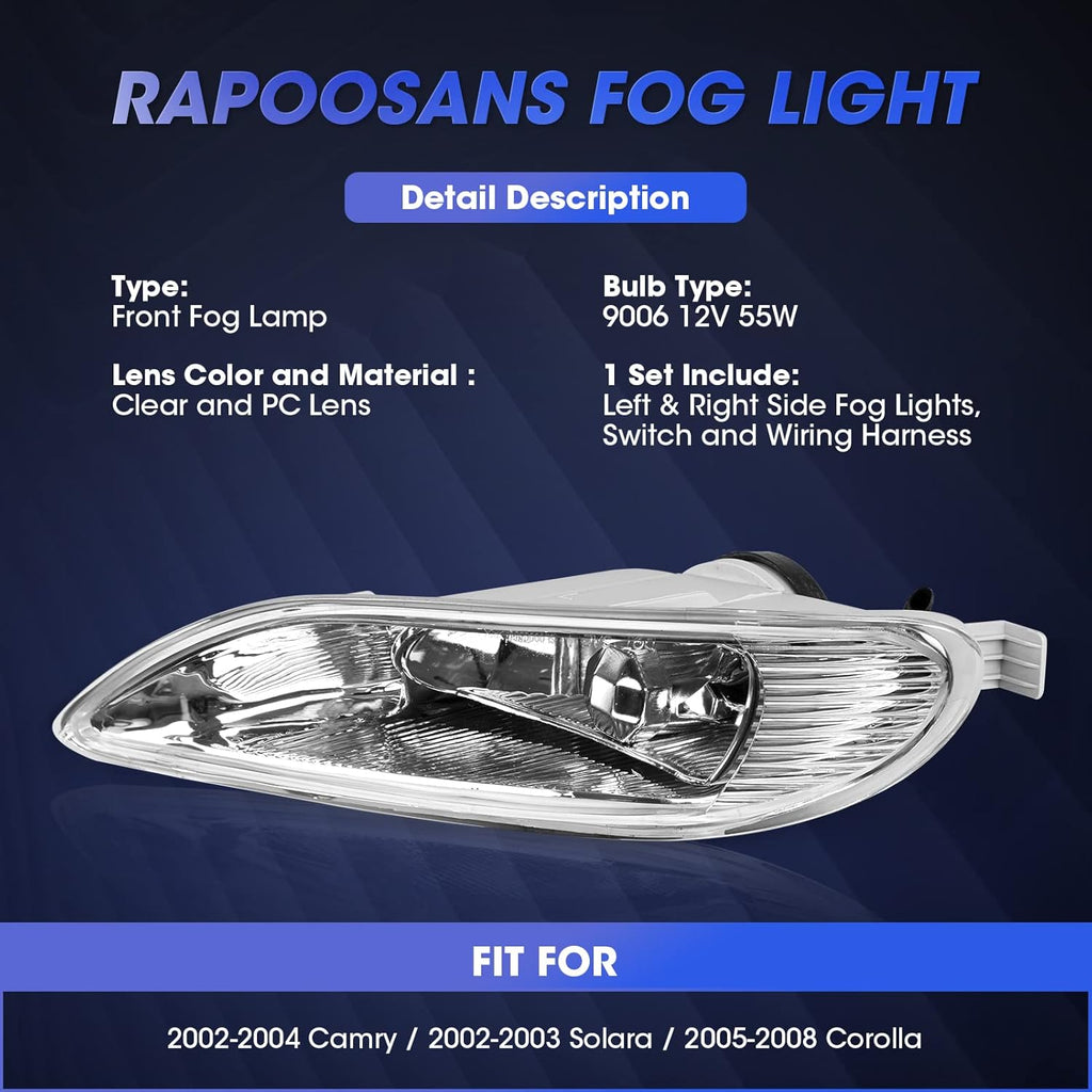 Fog Lights Assembly Kit with 9006 12V 55W Halogen Bulbs and Wiring Kit - 1 Set F98788