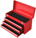 Red 3 Drawer Lockable Steel Tool Chest Cabinet with Top Tray G723