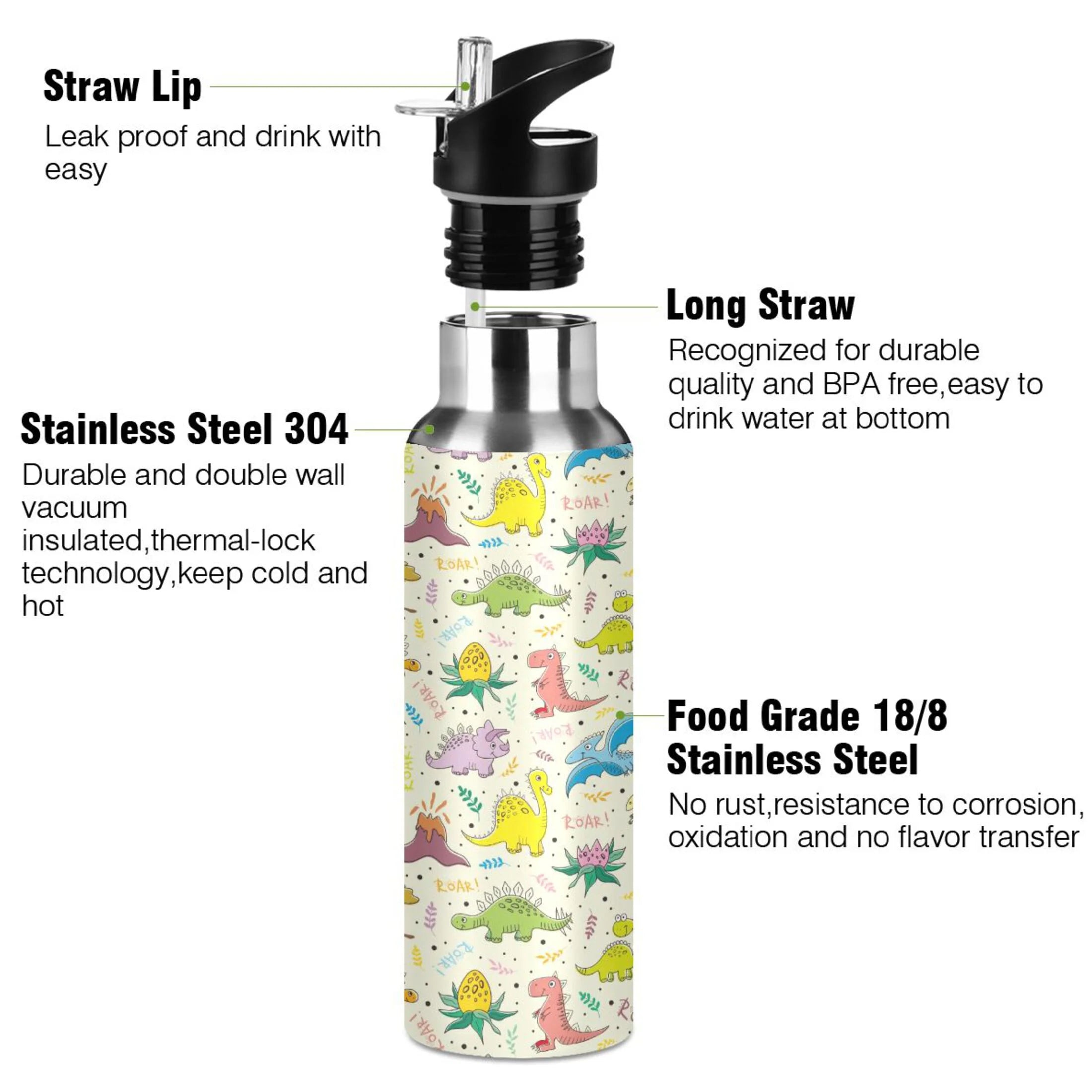 Stainless Steel Insulated Water Bottle with Straw Lid G5623