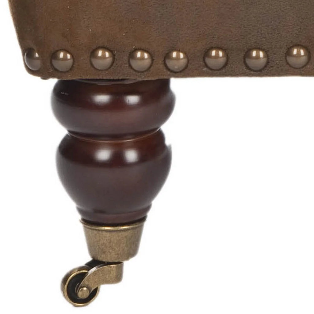 Antique Brown Tufted Club Chair with Casters T532660