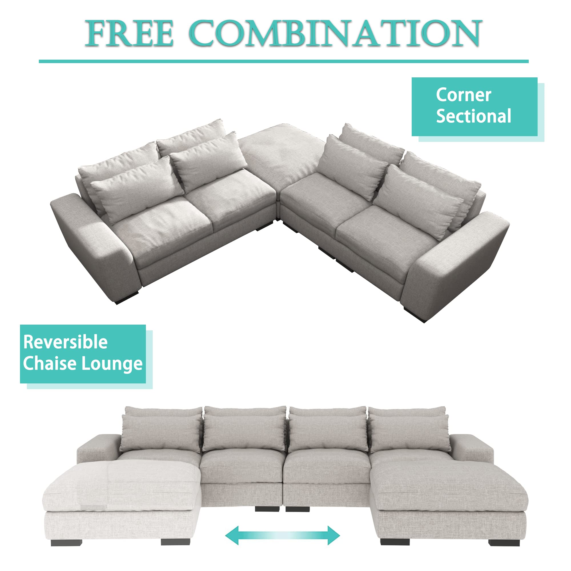 Light Grey L Shaped Sectional Sofa with Storage Ottoman T932525