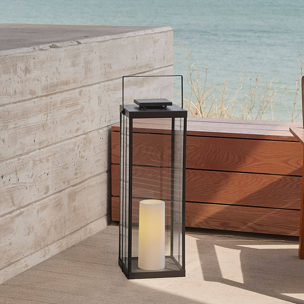 Black Lantern with Flameless Candle Q248