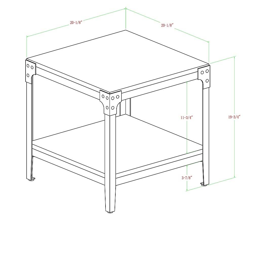Rustic Square MDF Side Table Set of 2 Dark Walnut E868