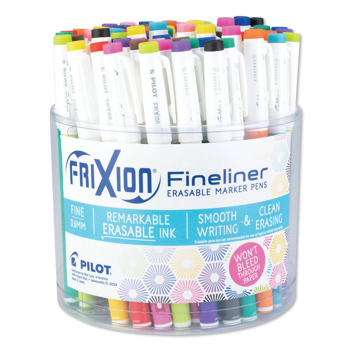 Erasable Stick Marker Pen, 0.6 mm, Assorted Ink/Barrel, 72/Tub F30125