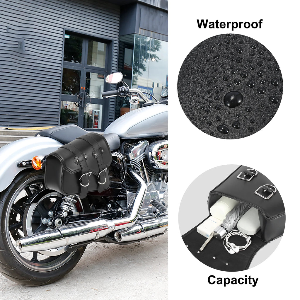 Motorbike Saddlebag Tool Bag Waterproof Faux Leather Black Z983