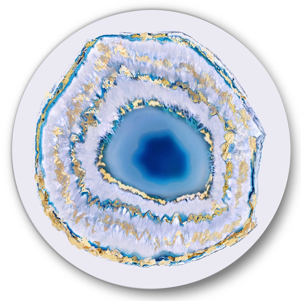 Golden Blue Agate Round Circle Metal Wall Decor Panel - 23 x 23 inch A90780