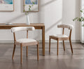 Beige Linen Upholstered Wooden Dining Chairs Set of 2 X705140