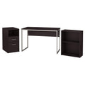Espresso Oak Computer Desk with File Cabinet and Bookcase J743769