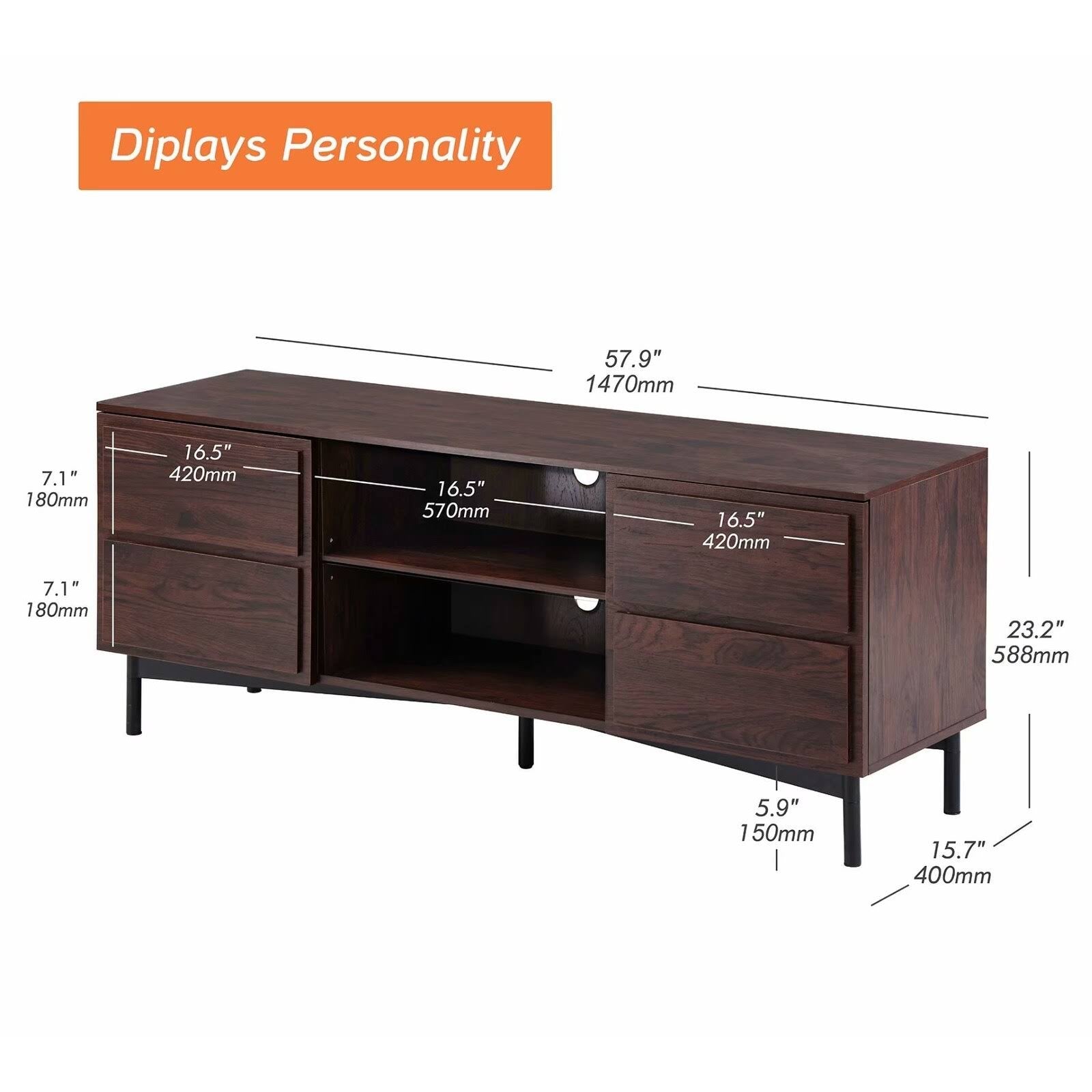 Walnut Media TV Stand E619
