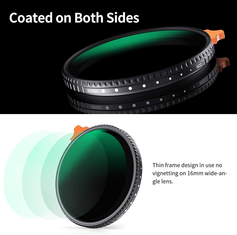 55mm Variable ND Filter ND2-ND400 with Multi-Layer Coatings AGC Glass Neutral Density Filter Pack of 2 H664