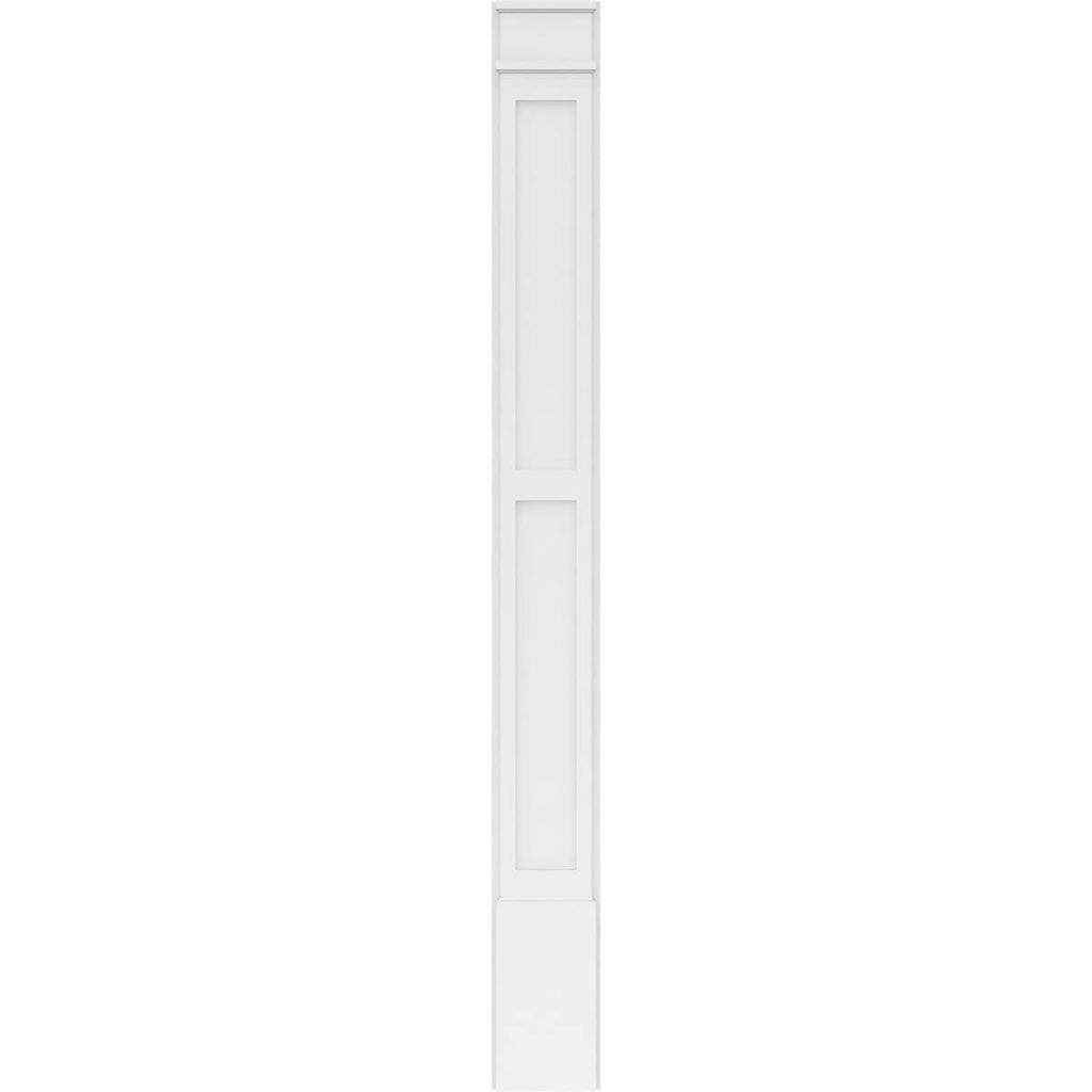 10x22W x 108x22H x 2x22P Two Equal Flat Panel PVC Pilaster with Decorative Capital & Base (Pair) D6761