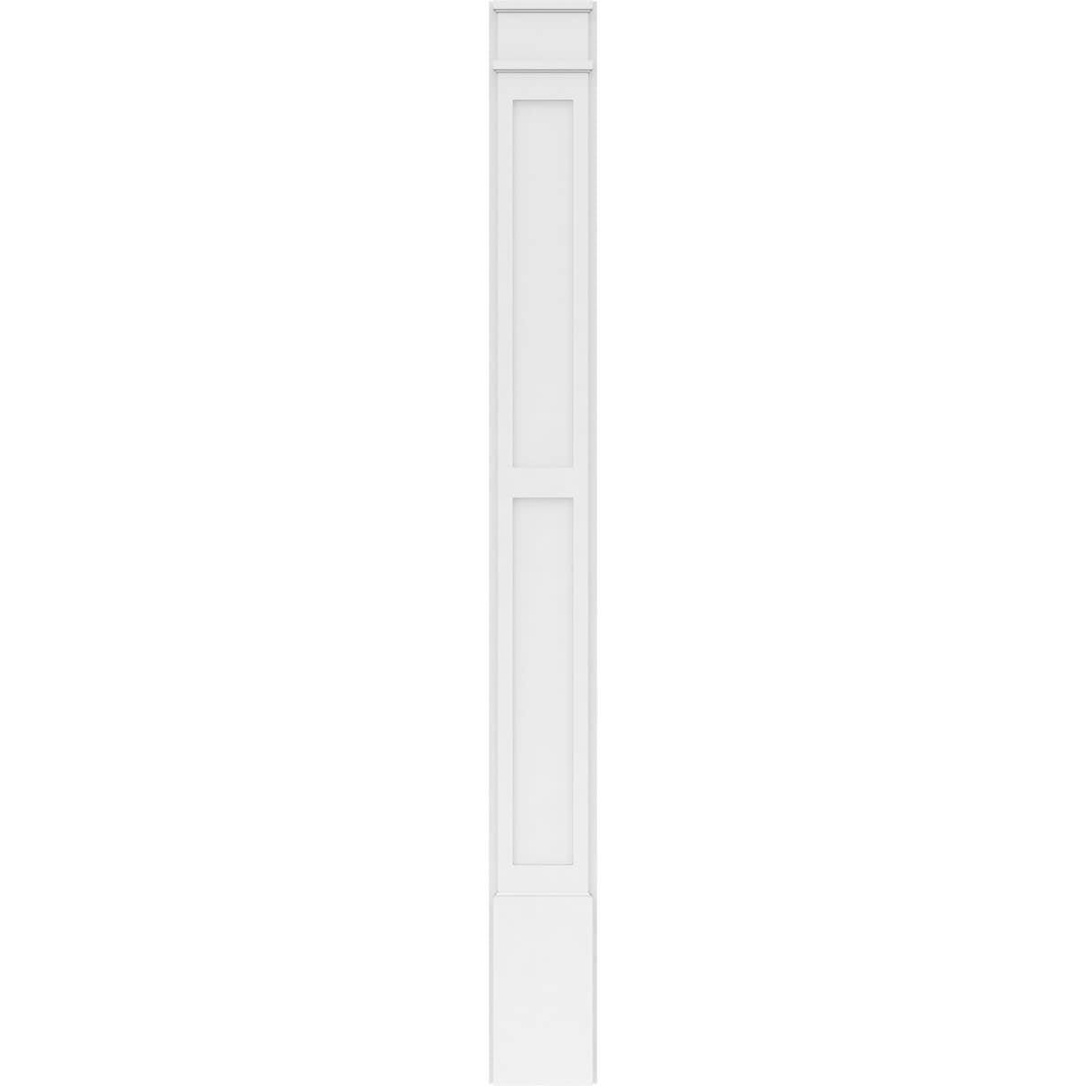 10x22W x 108x22H x 2x22P Two Equal Flat Panel PVC Pilaster with Decorative Capital & Base (Pair) D6761