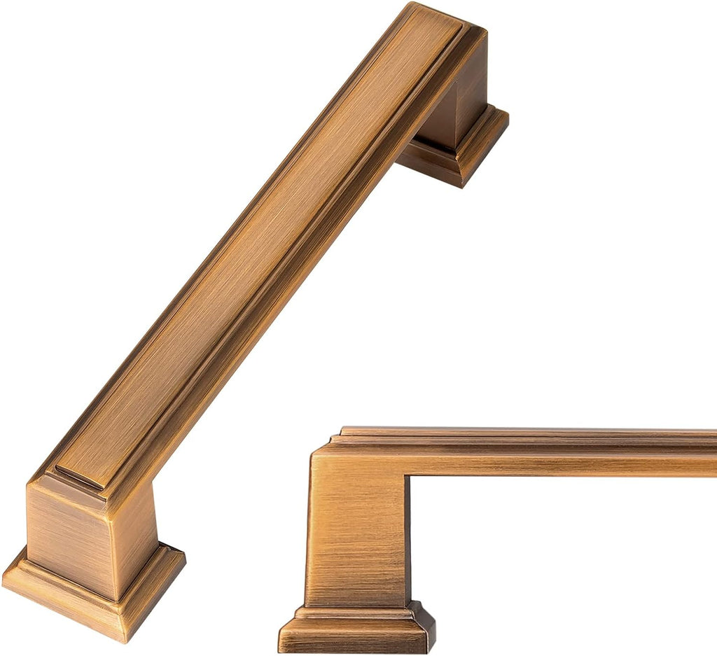 10 Pack Antique Brass Cabinet Hardware Pulls, 5 inch Hold Centers F9677