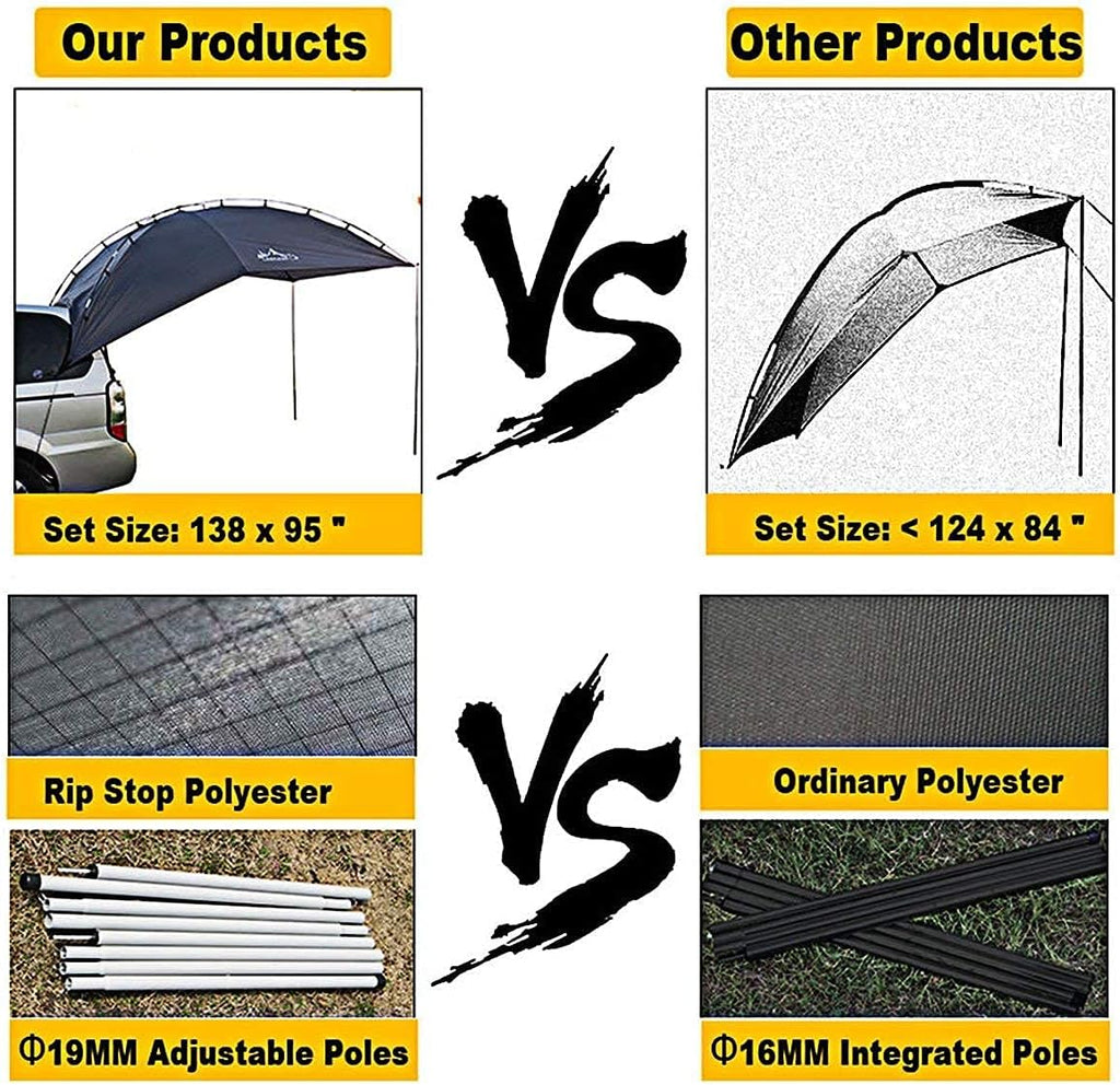 Teardrop Awning for SUV RVing, Car Camping, Trailer and Overlanding Light Weight Truck Canopy Durable Tear Resistant Tarp with 2 Sandbag M93675