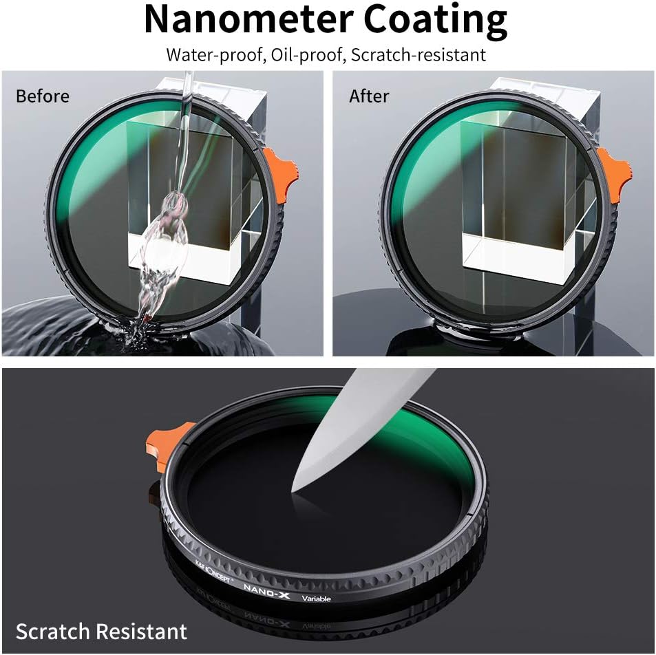 55mm Variable ND Filter ND2-ND400 with Multi-Layer Coatings AGC Glass Neutral Density Filter Pack of 2 H664