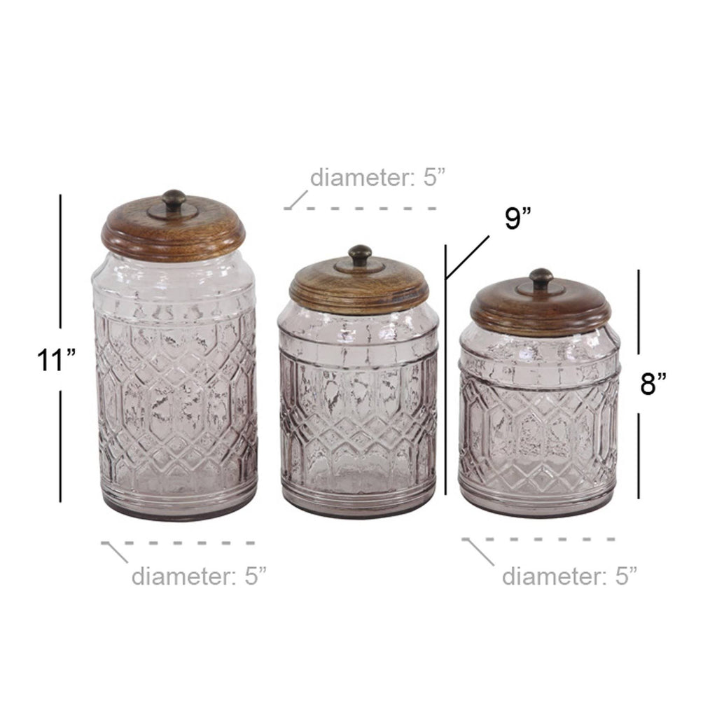 Set of 3 Clear Glass Canisters A10440
