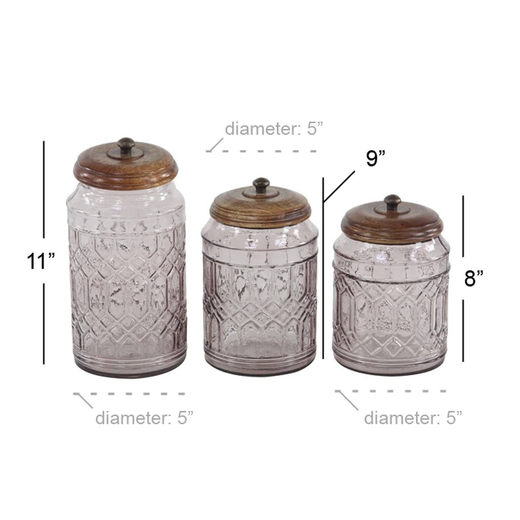Set of 3 Clear Glass Canisters A10440
