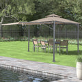 Outdoor Patio Gazebo with Extended Side Shed and Awning and LED Light W7225