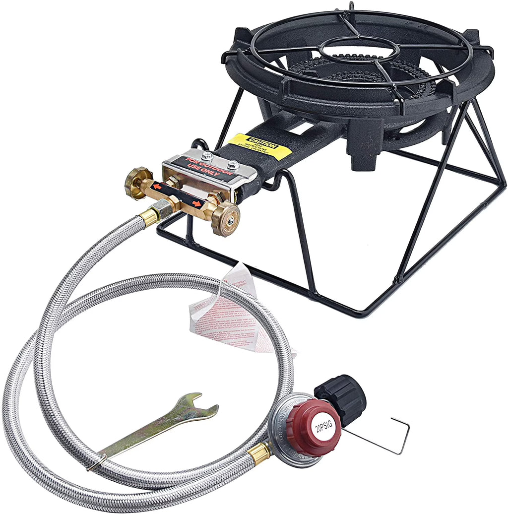 Portable Propane Camping Stove Cast Iron Single Burner with Detachable Rack 80,000 BTU/H R204161