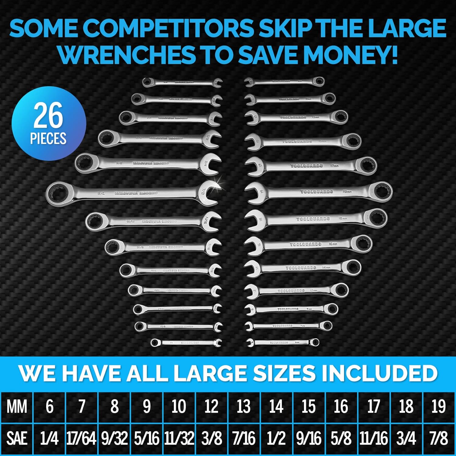 26 Pieces Ratcheting Wrench Set H7428