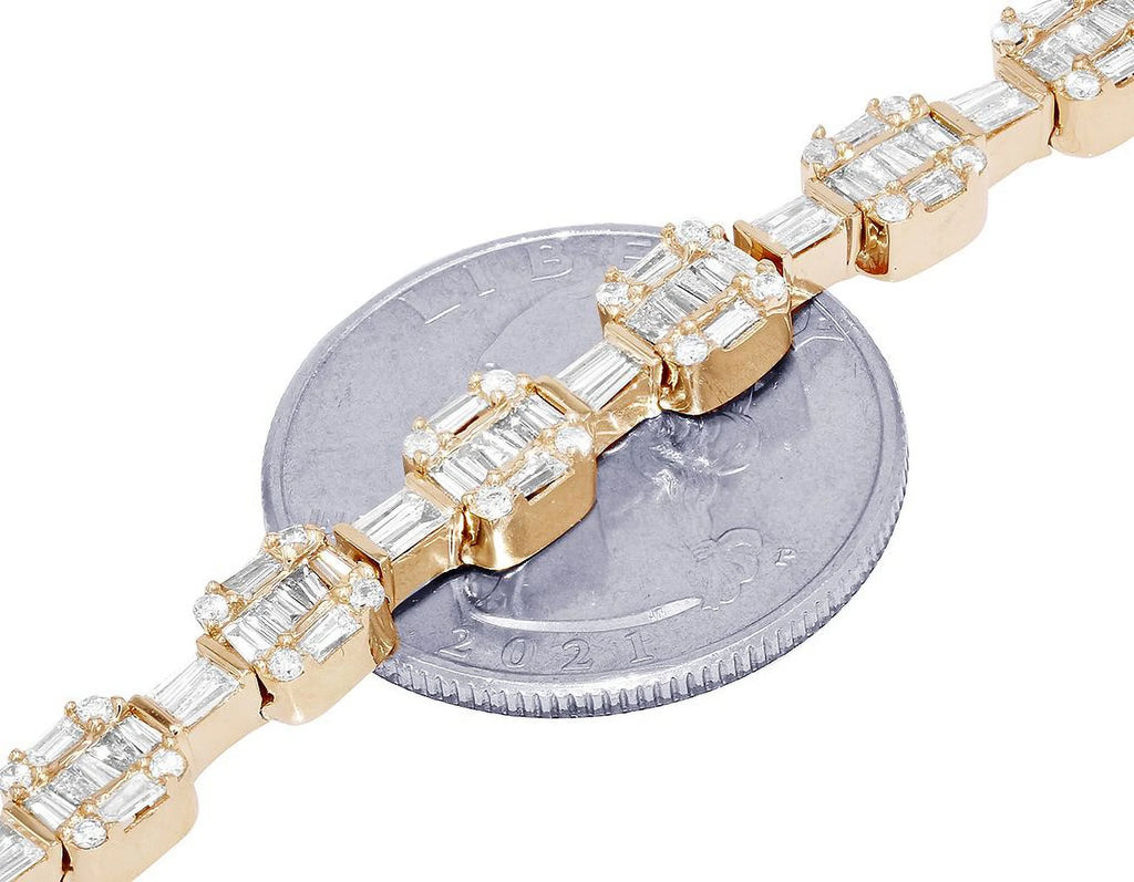 Diamond Square Link Bracelet Gold 6MM 8.5" O849773