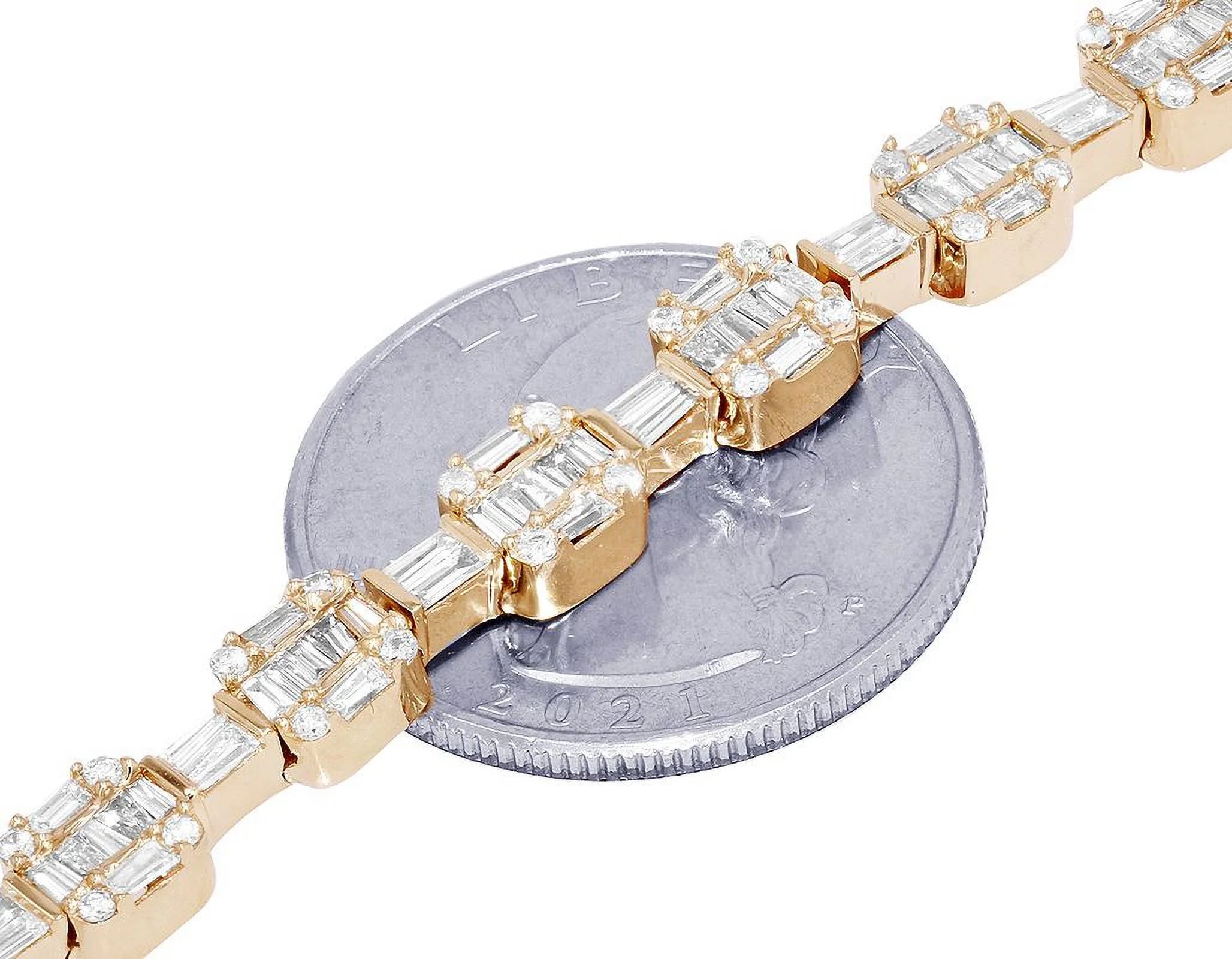 Diamond Square Link Bracelet Gold 6MM 8.5" O849773