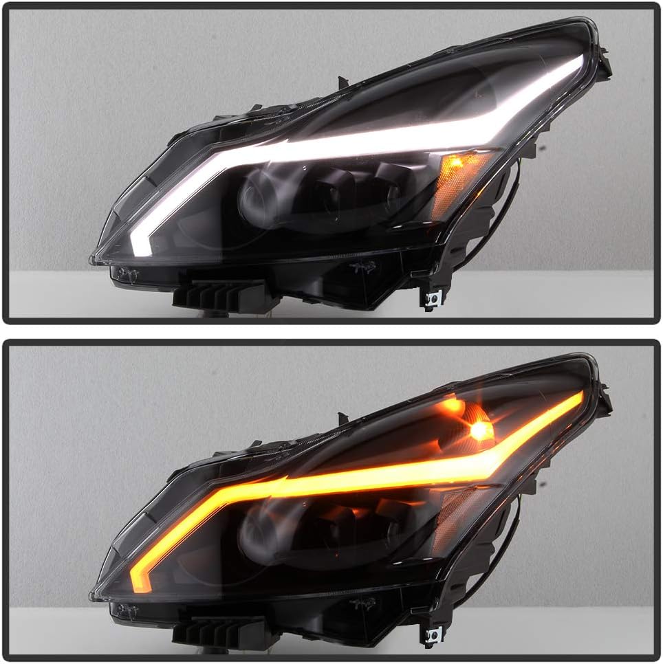 Black Smoke LED Tube Sequential Signal DRL Headlights V5075