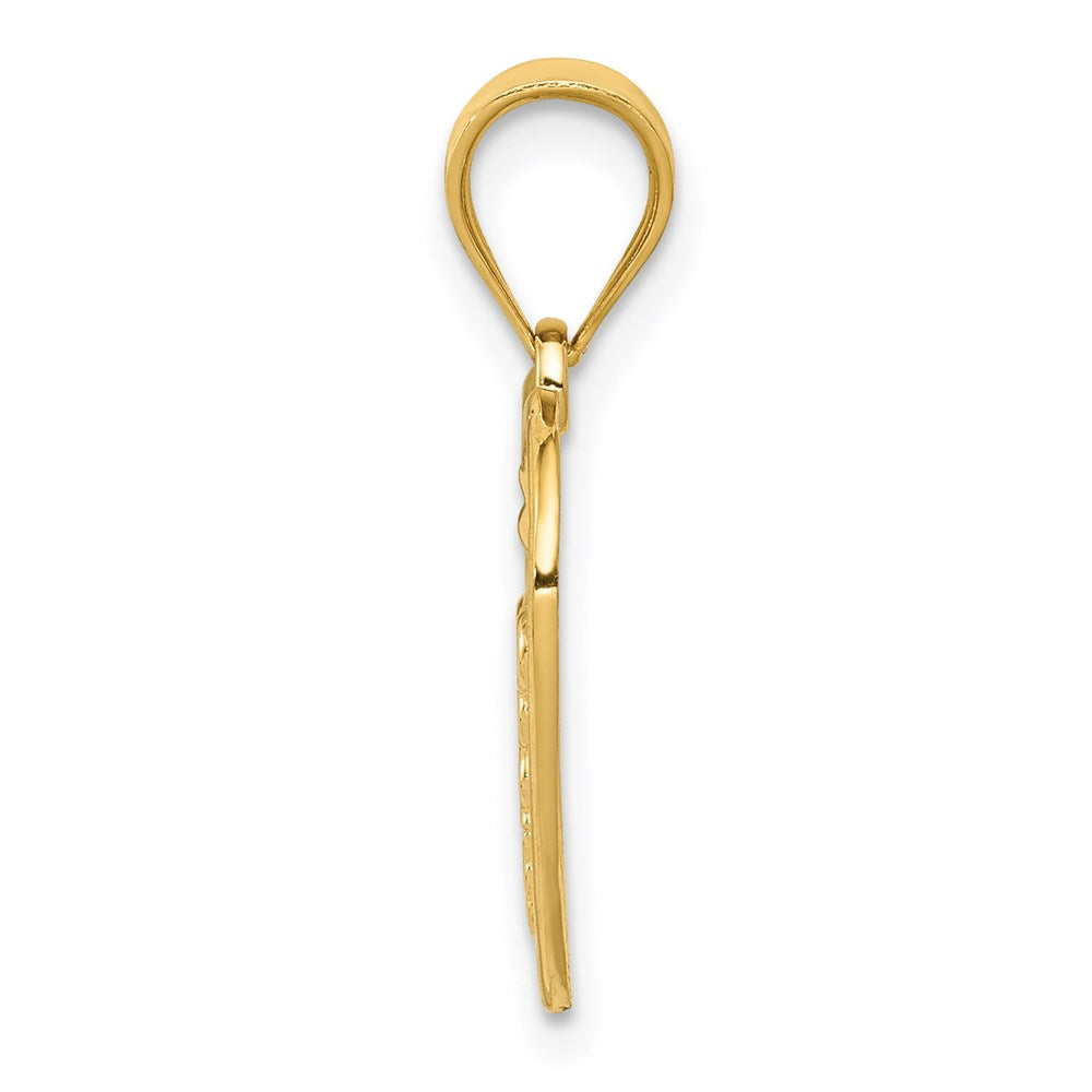 14K Yellow Gold Caduceus Heart Pendant C998