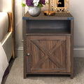 Farmhouse End Table with Cabinet and Shelves, Shaded Oak H4551