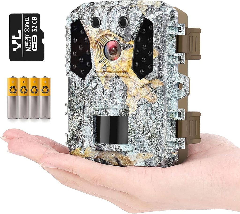1080P 16MP Mini Hunting Trail Camera with 16GB SD Card and 4 Batteries, Pack of 2 X42428