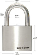 304 Stainless Steel Keyed Alike Padlocks, Pin Tumbler, 2 inch Wide Body, Pack of 4 D66960