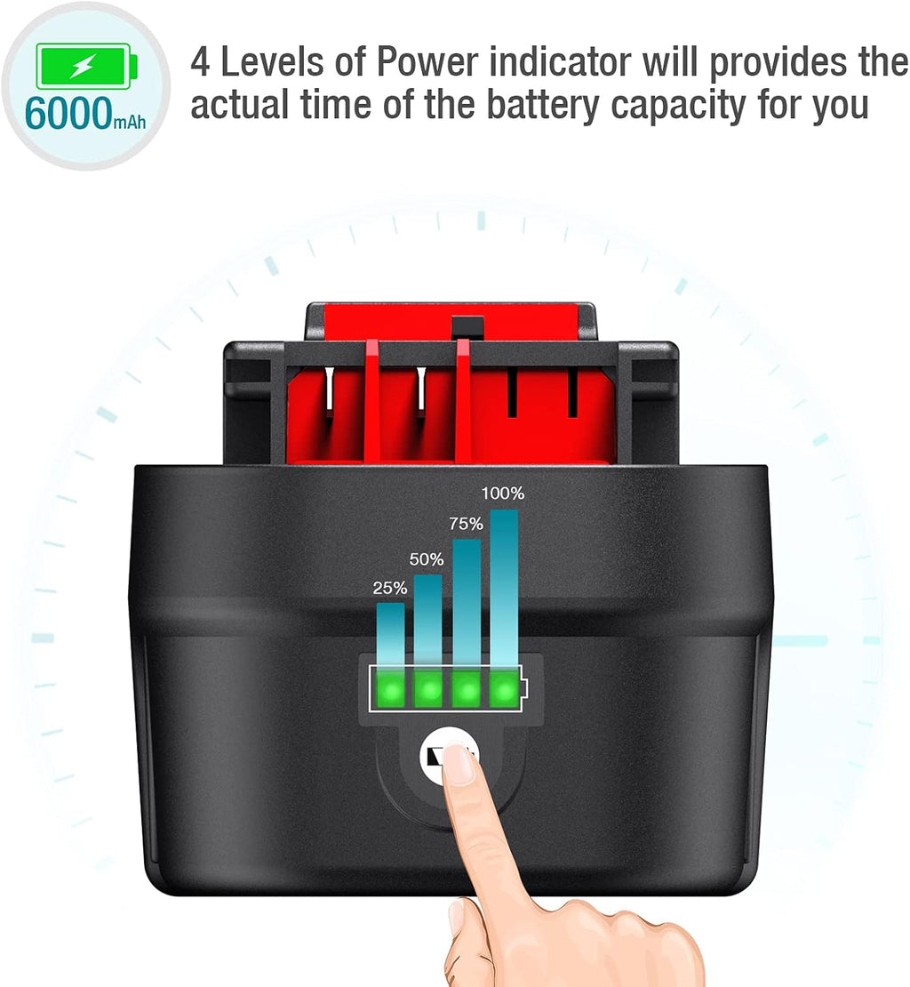 2 Pack 6.0Ah Lithium-Ion Replacement Battery for 18V Cordless Power Tools E2533