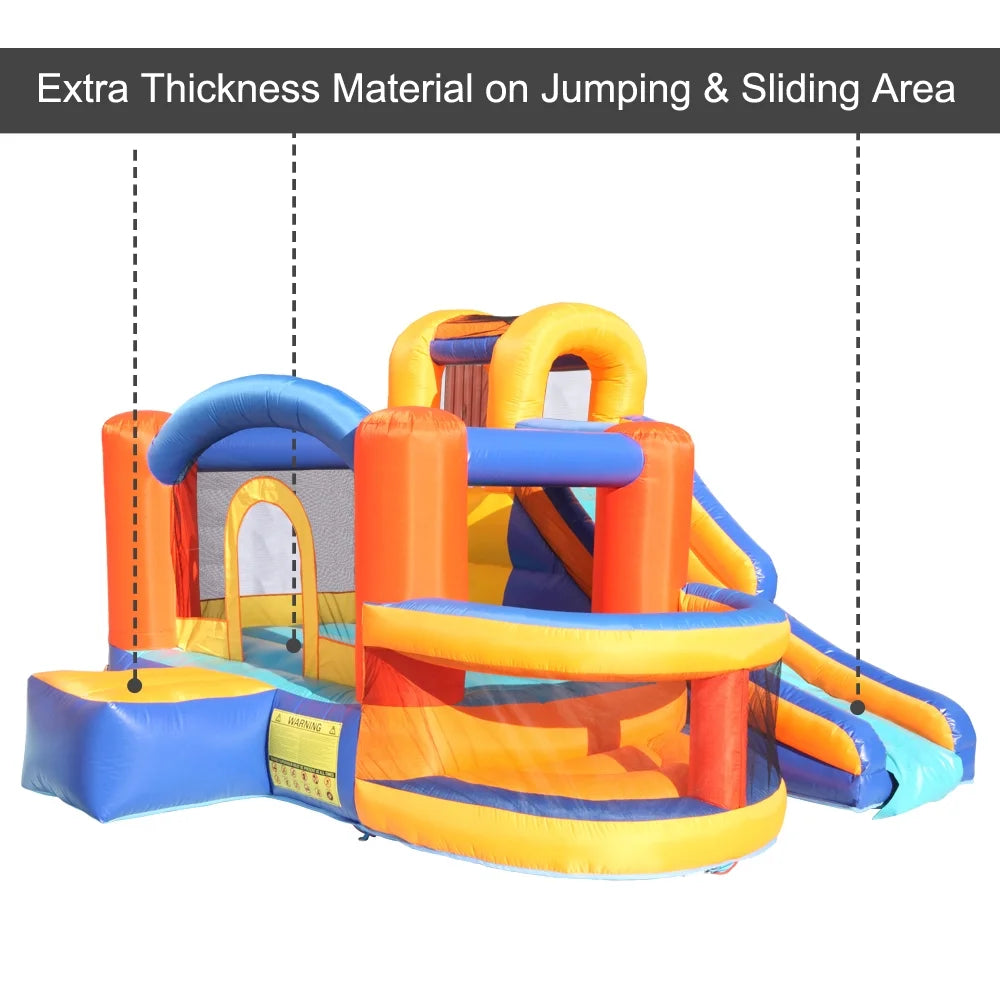 Inflatable Bounce House Slide Bouncer with Basketball Hoop Climbing Wall V35915