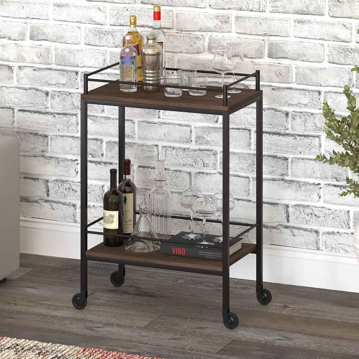 Rectangular Bar Cart in Alder Brown R95220
