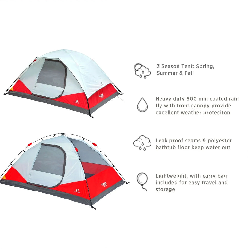 Red & White 3 Season Dome Tent with Carry Bag K3101