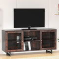 Rustic Brown & Black TV Cabinet with Mesh Doors B86445