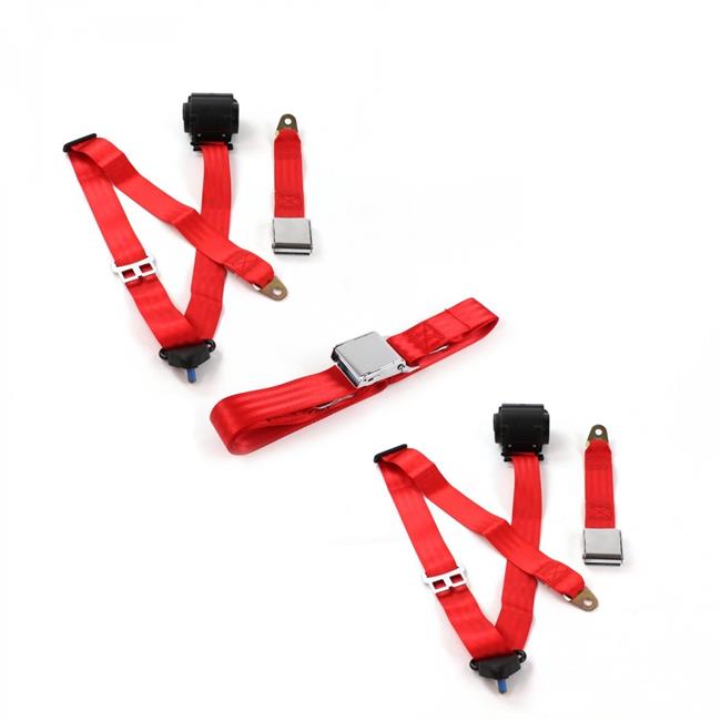 Red Retractable Bench Seat Belt Kit for Ford Falcon 1964-1965 W225