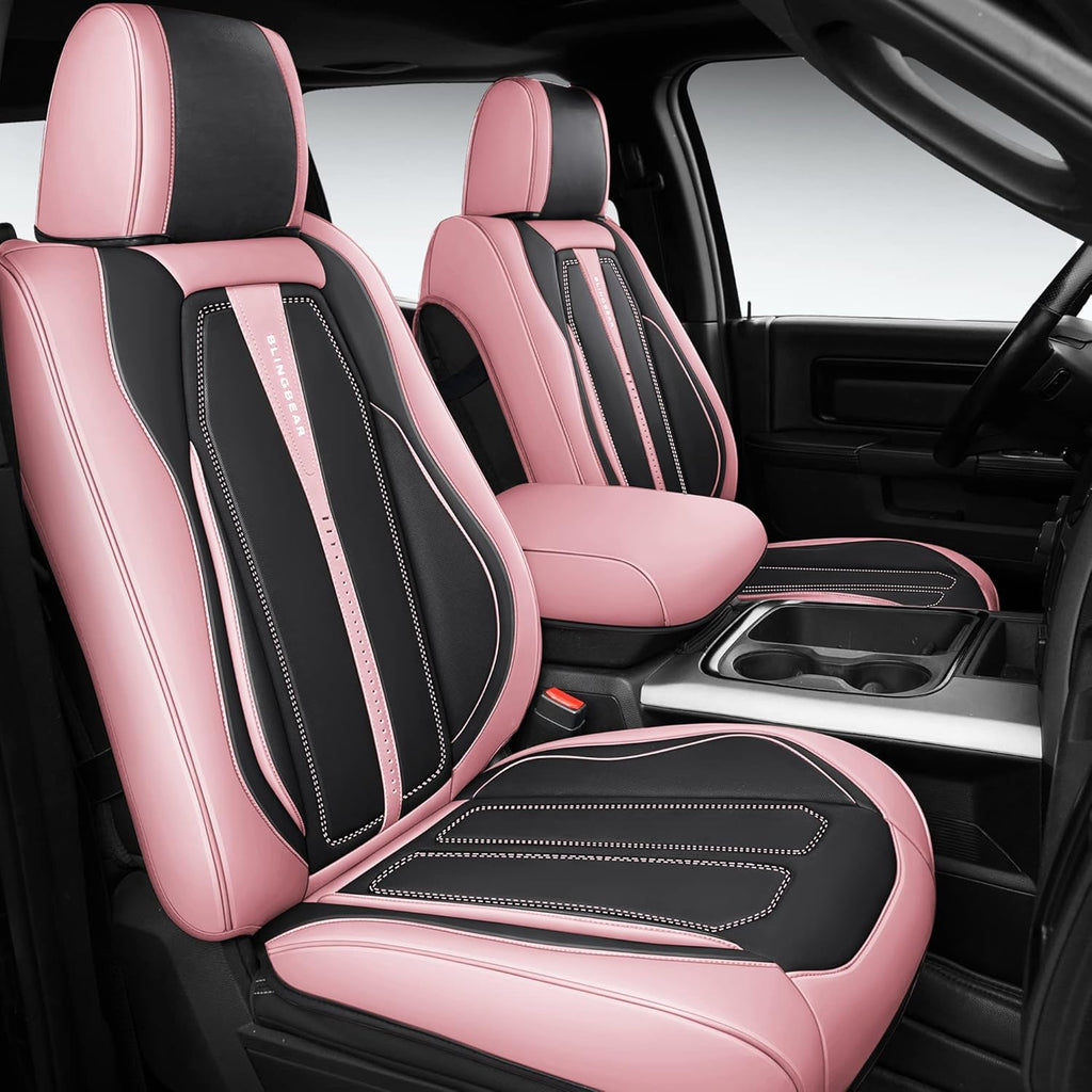 Black Faux Leather Car Seat Covers W48615