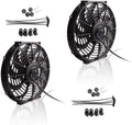 12V Slim Electric Cooling Radiator Fan with Fan Mounting Kit 10" 2-Pack I28177