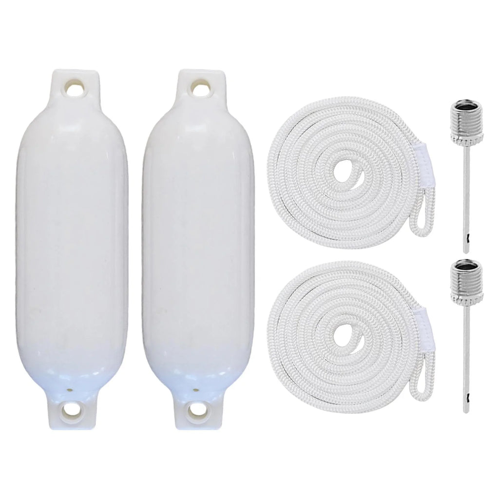 2 Pieces Inflatable PVC Dock Protection Buoy with 2m White Rope S247